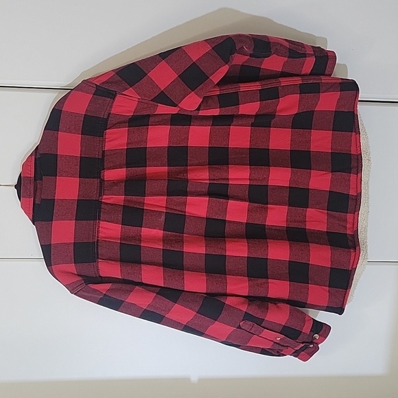 Red Head Mens Size L Sherpa lined Shirt Jacket Red Black Buffalo Checked - Picture 4 of 9
